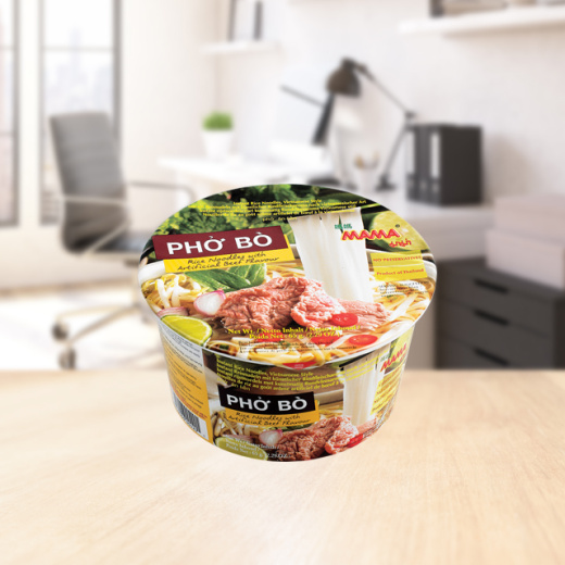Bowl Instant Rice Noodles With Artificial Beef Flavour Vietnamese Style